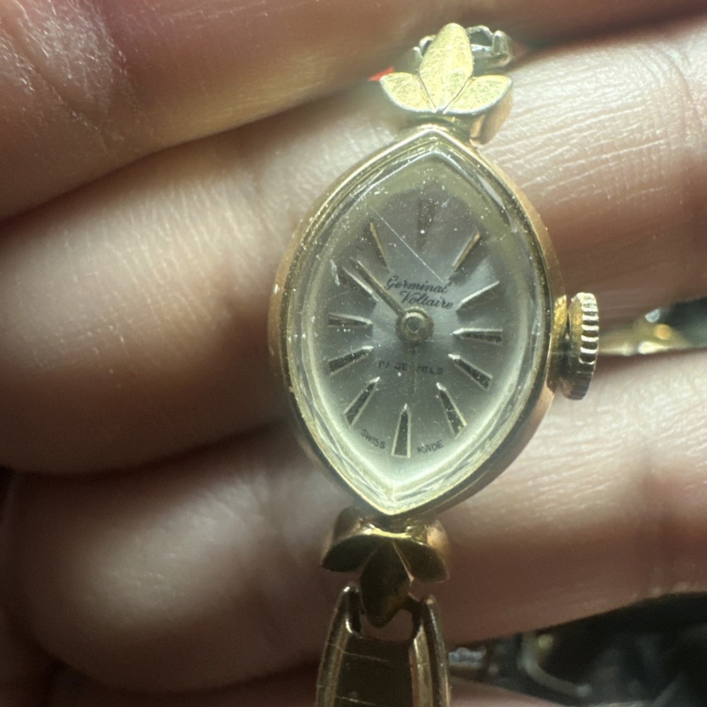 Works VTG Germinal Voltaire 17J Swiss Manual Wind Ladies Watch Gold Tone FIT 5in - Picture 9 of 11